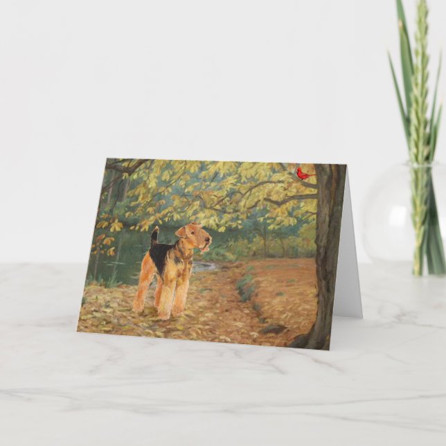 Airedale Terrier Birdwatching Card (Front)