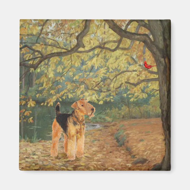 Airedale Terrier Birdwatching Magnet (Front)