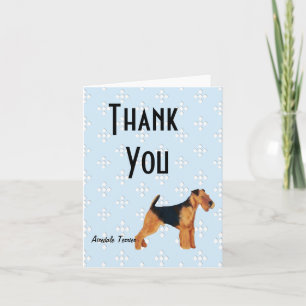 Airedale Terrier ~ Blue w/ White Diamonds Design Thank You Card