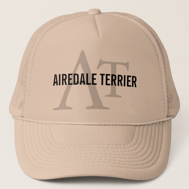 Airedale Terrier Breed Monogram Trucker Hat (Front)