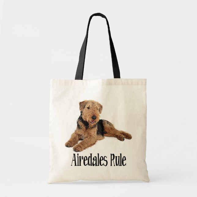 Airedale Terrier Brown and Black Puppy Dog Tote Bag (Front)
