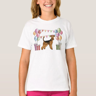 Airedale Terrier Cartoon Dog Colourful Birthday T-Shirt