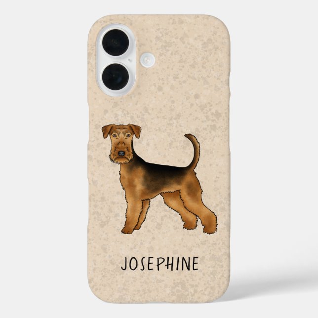 Airedale Terrier Cartoon Dog With Custom Name Case-Mate iPhone Case (Back)