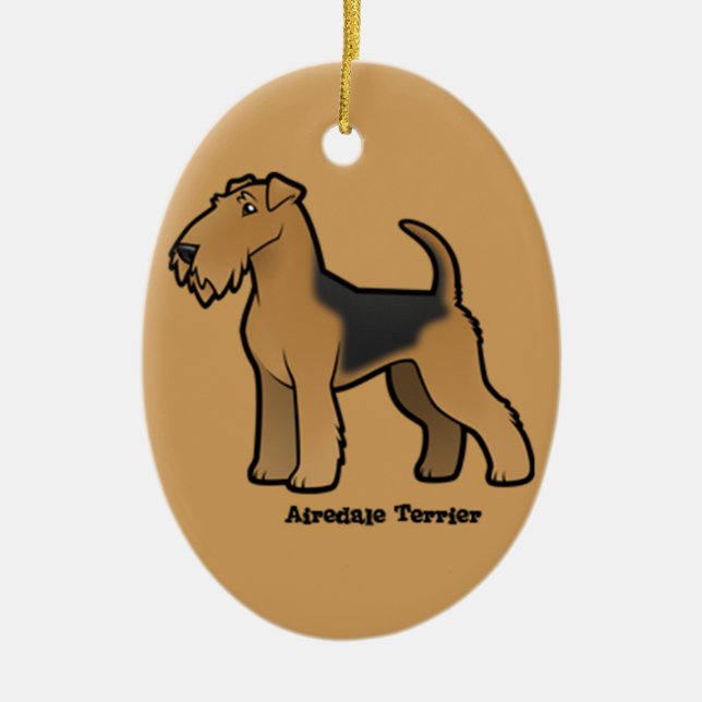 airedale terrier ceramic tree decoration (Front)