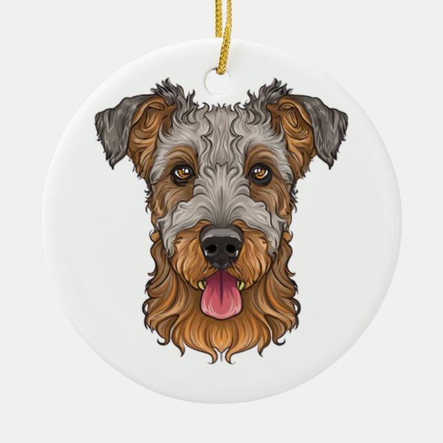 airedale terrier ceramic tree decoration (Front)