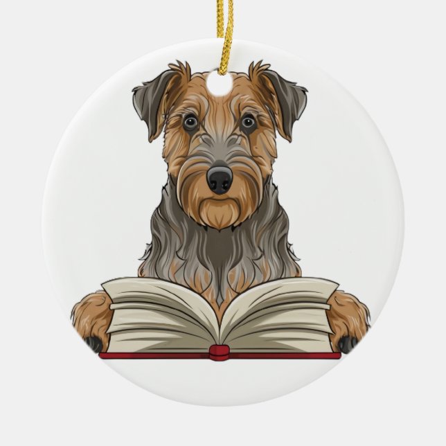 airedale terrier ceramic tree decoration (Front)