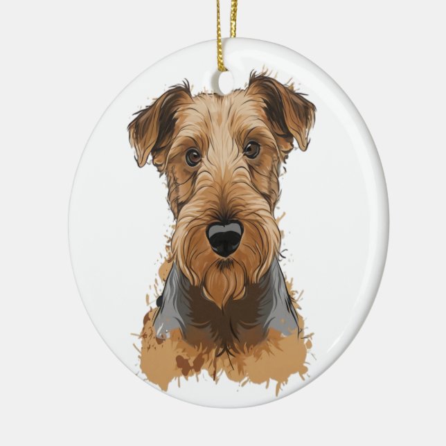 airedale terrier ceramic tree decoration (Left)