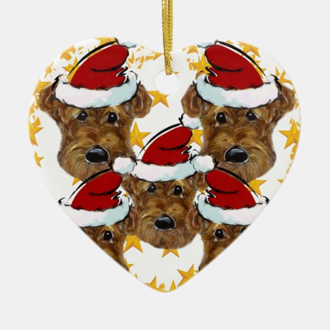 AIREDALE TERRIER CERAMIC TREE DECORATION (Front)