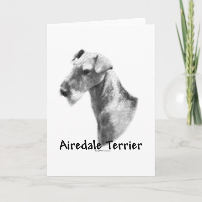 Airedale Terrier Charcoal Holiday Card (Front)