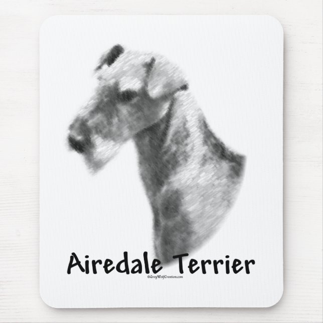 Airedale Terrier Charcoal Mouse Mat (Front)