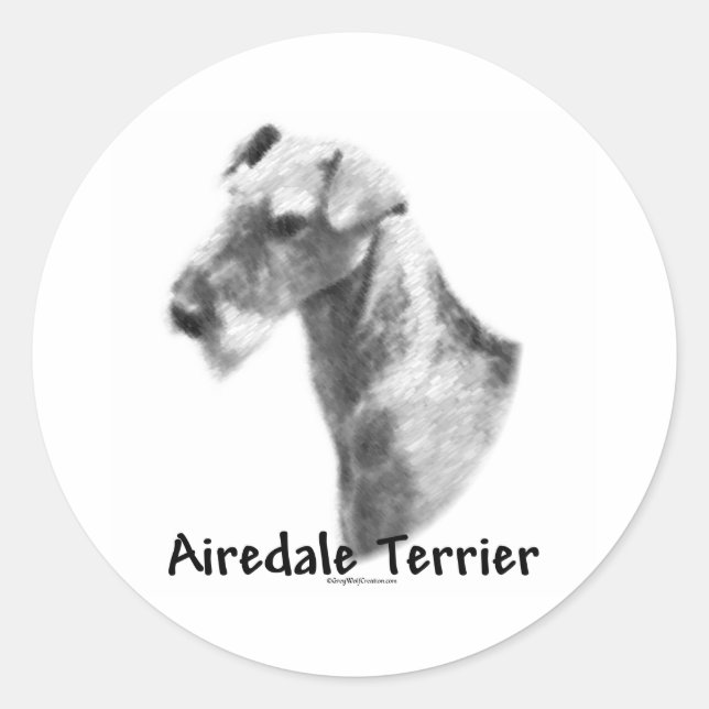 Airedale Terrier Charcoal Sticker (Front)