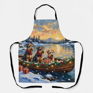 Airedale Terrier Christmas Boat Holiday Apron