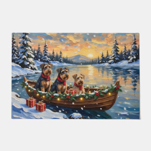 Airedale Terrier Christmas Boat Holiday Doormat