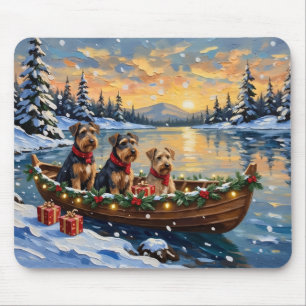 Airedale Terrier Christmas Boat Holiday Mouse Mat