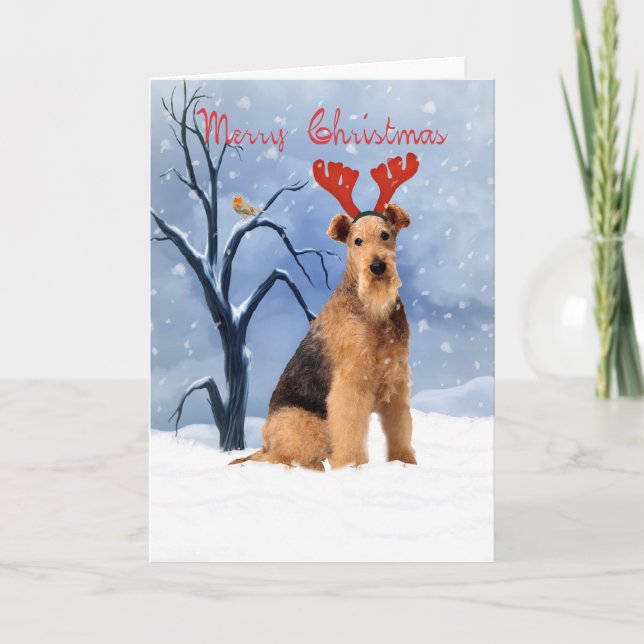 airedale terrier christmas card - airedale has rei (Front)