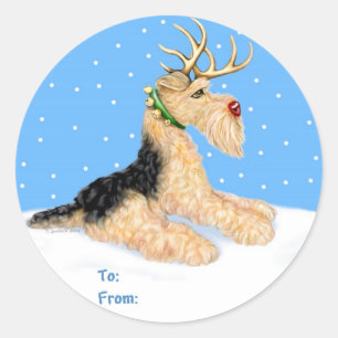 Airedale Terrier Christmas Dale Deer Gift Tags