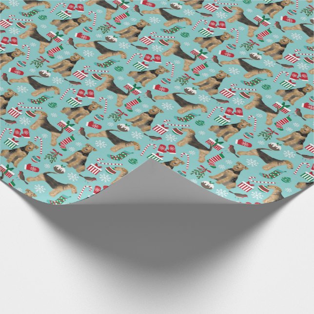 Airedale Terrier Christmas gift wrap (Corner)
