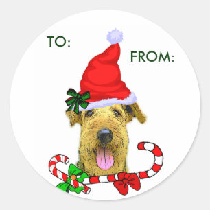 Airedale Terrier Christmas Gifts Classic Round Sticker