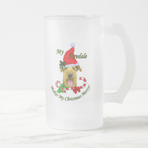 Airedale Terrier Christmas Gifts Frosted Glass Beer Mug