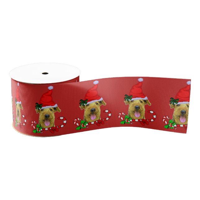 Airedale Terrier Christmas Merry Grosgrain Ribbon (Spool)