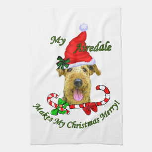 Airedale Terrier Christmas Merry Tea Towel