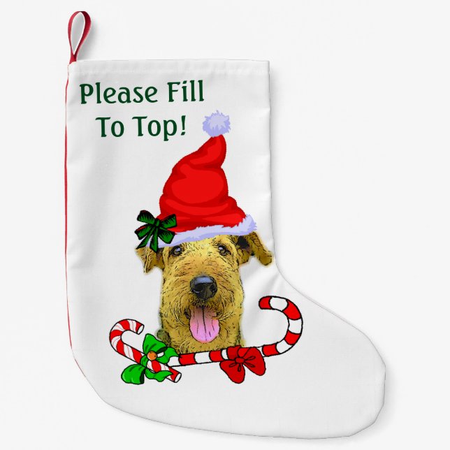 Airedale Terrier Christmas Small Christmas Stocking (Front)