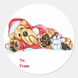 Airedale Terrier Christmas Waiting for Santa Classic Round Sticker