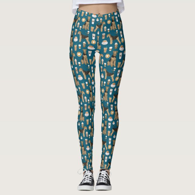 Airedale Terrier Coffee print Leggings (Front)