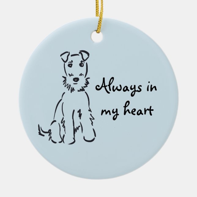 Airedale Terrier Customisable Dog Memory Keepsake Ceramic Tree Decoration (Front)