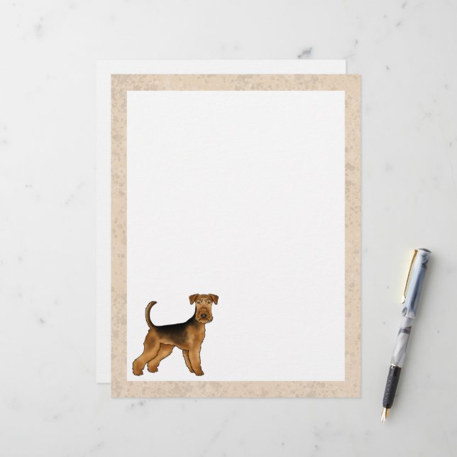 Airedale Terrier Cute Cartoon Dog Bingley Terrier Custom Letterhead (Front/Back In Situ)