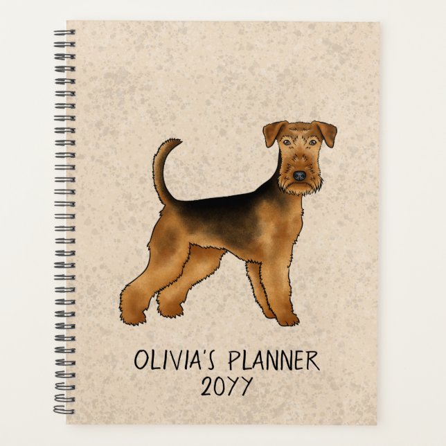 Airedale Terrier Cute Cartoon Dog Bingley Terrier Planner (Front)