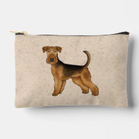 Airedale Terrier Cute Cartoon Dog On Beige