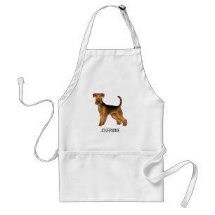 Airedale Terrier Cute Cartoon Dog With Custom Name Standard Apron