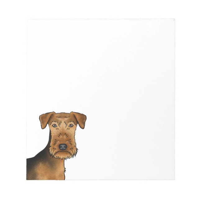 Airedale Terrier Cute Dog Head Bingley Terrier Notepad (Front)