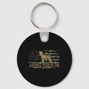 Airedale Terrier Dad Camo American Flag Camouflage Key Ring