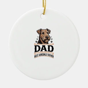 Airedale Terrier Dad Vintage Dog Father Shirt_1 Ceramic Tree Decoration