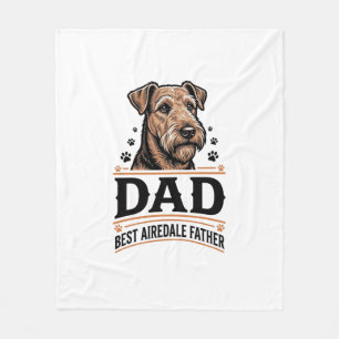 Airedale Terrier Dad Vintage Dog Father Shirt_1 Fleece Blanket