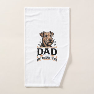 Airedale Terrier Dad Vintage Dog Father Shirt_1 Hand Towel