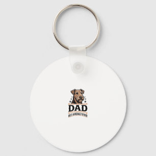 Airedale Terrier Dad Vintage Dog Father Shirt_1 Key Ring