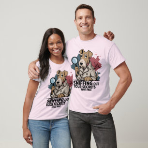 Airedale Terrier Detective Dog Artwork T-Shirt