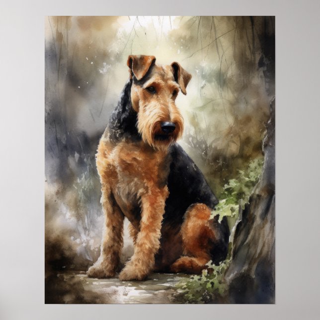 Airedale Terrier Dog Art Print Poster (Front)