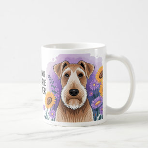Airedale Terrier Dog Art with Flowers  Coffee Mug