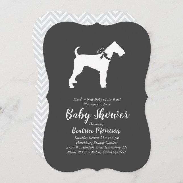 Airedale Terrier Dog Baby Shower Gender Neutral Invitation (Front/Back)