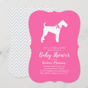Airedale Terrier Dog Baby Shower Pink Girl Invitation