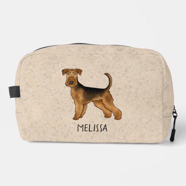 Airedale Terrier Dog Bingley Terrier Custom Name Dopp Kit (Front)