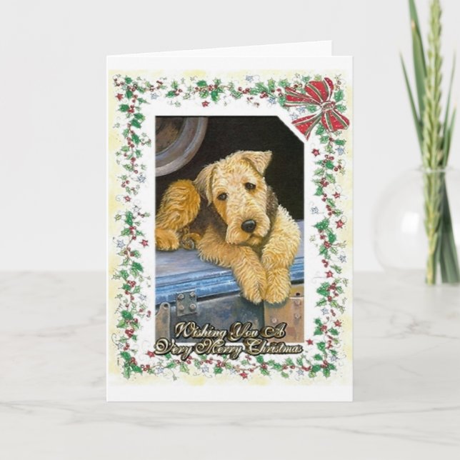 Airedale Terrier Dog Blank Christmas Card (Front)