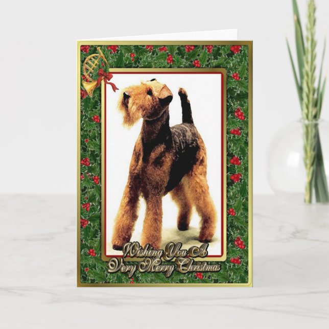 Airedale Terrier Dog Blank Christmas Card (Front)