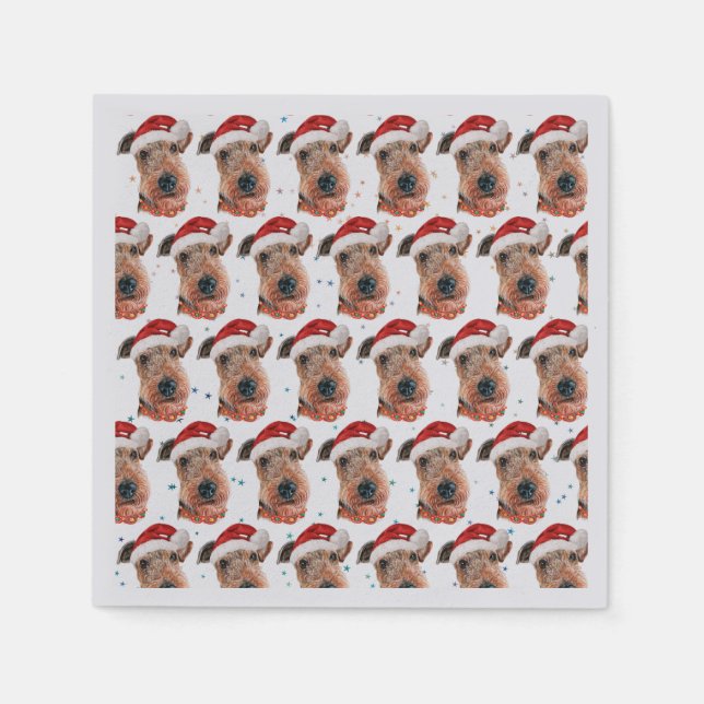 Airedale Terrier Dog Breed Christmas Napkin (Front)
