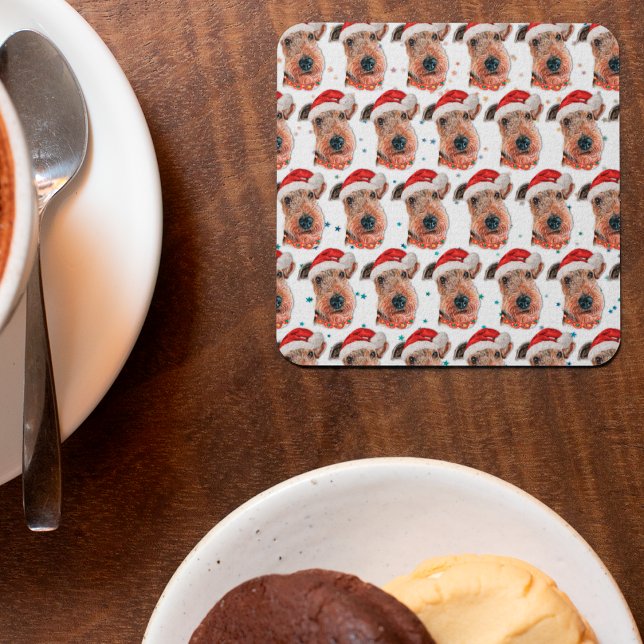 Airedale Terrier Dog Breed Christmas Square Paper Coaster (Creator Uploaded)