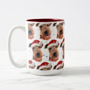 Airedale Terrier Dog Breed Christmas Two-Tone Coffee Mug